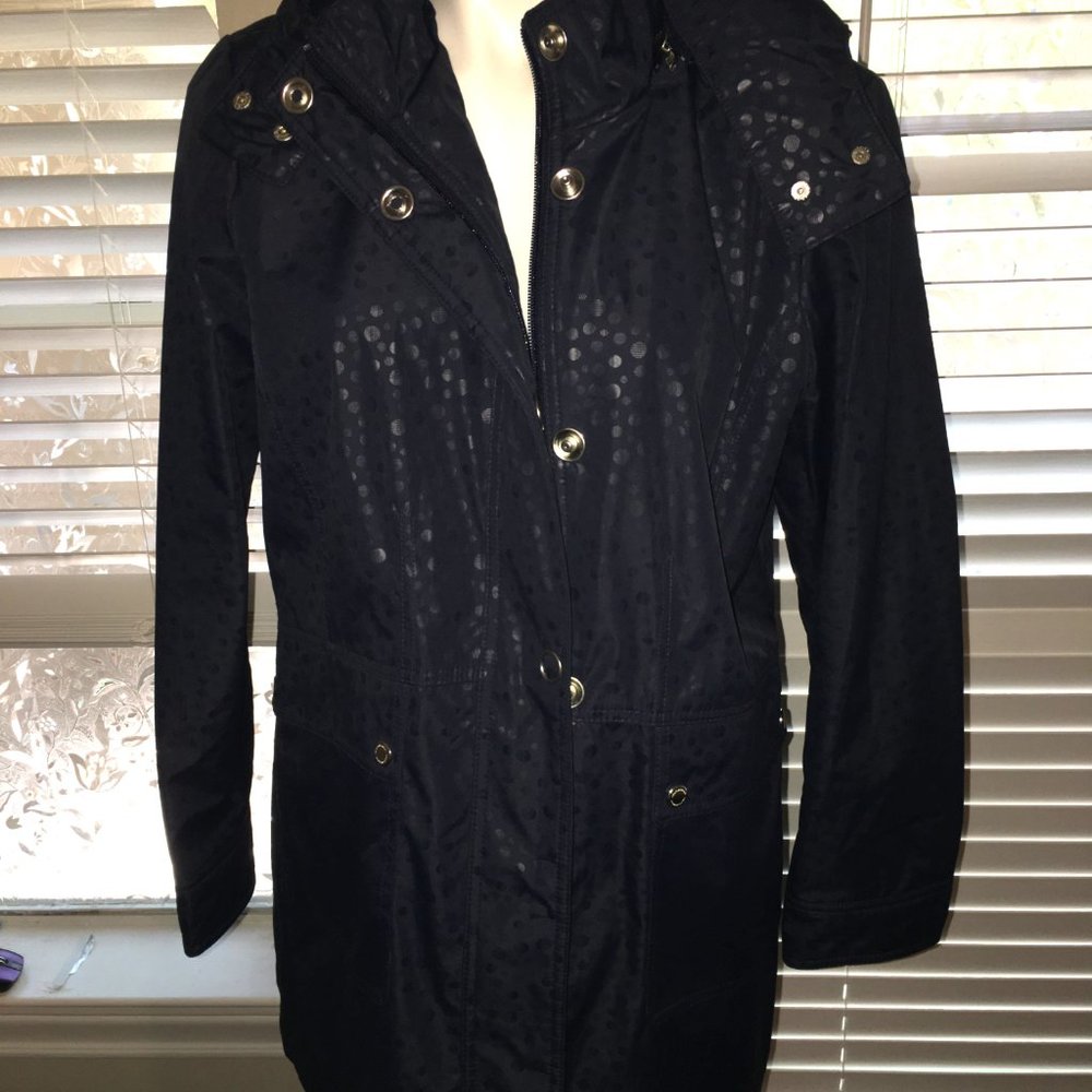Weatherproof Navy Blue Large Raincoat - Bubble Patten W/ Hood HD S1 Large